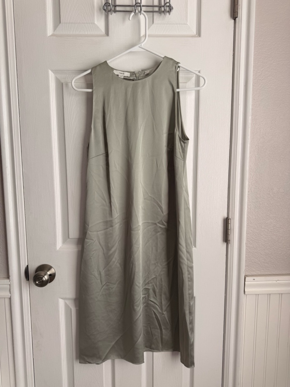 Vince Sleeveless Light Sage Midi Shift Dress